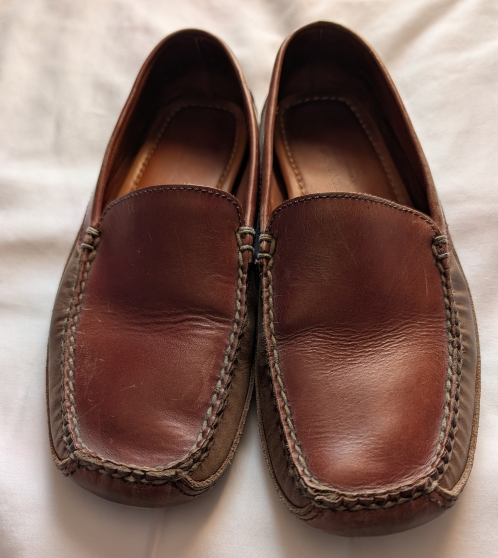 Johnston & Murphy Brown Leather Slip-On Loafers Round Toe Men's 9 Standard